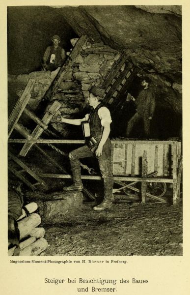 Bergbau, 009 Steiger bei Besichtigung des Baues und Bremser