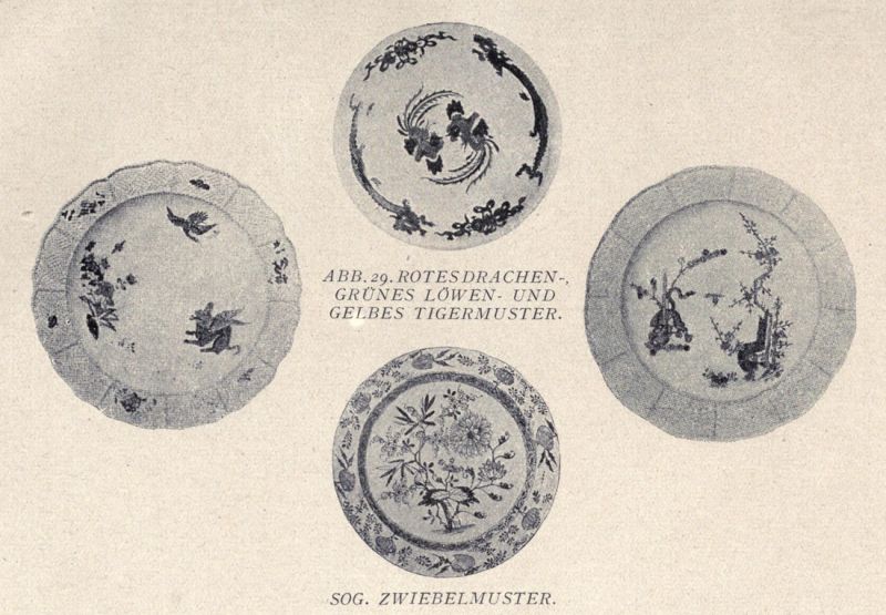 Abb. 29. Rotes Drachen-, Grünes Löwen-, Gelbes Tiger-, sog. Zwiebelmuster 