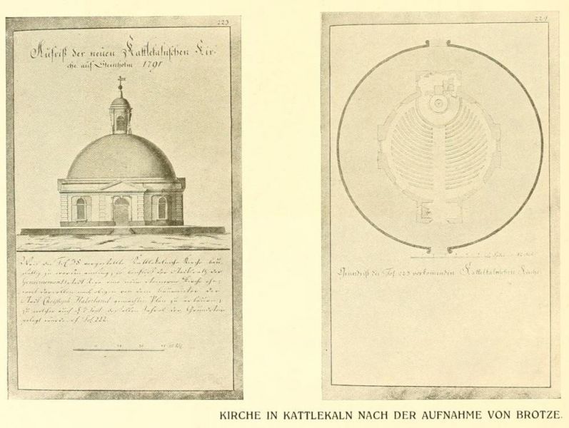 Kirche in Katlekaln nach der Aufnahme von Brotze