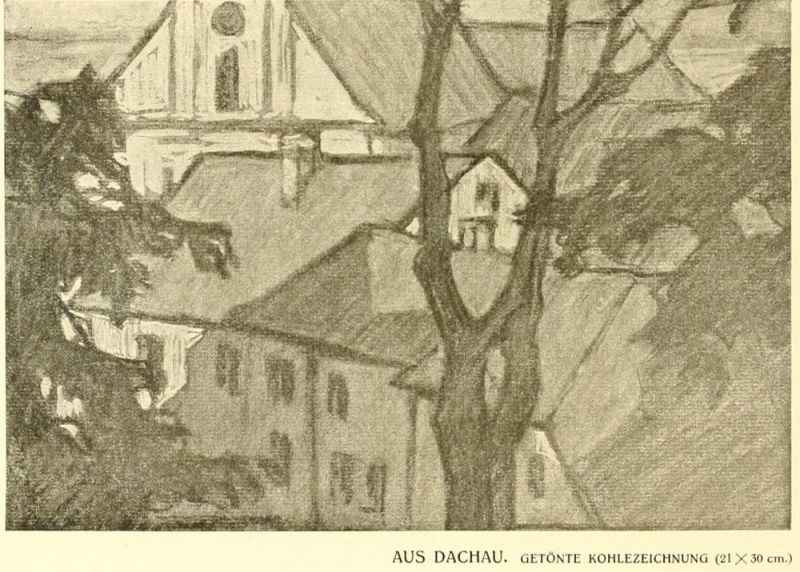 Aus Dachau (getönte Kohlezeichnung) – Selma Plawneek, Riga