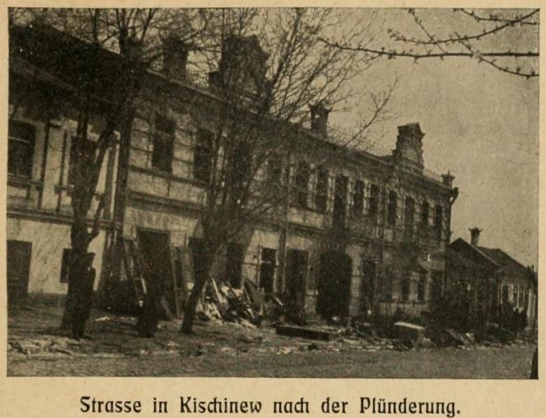 Eine Straße in Kischinew nach der Plünderung