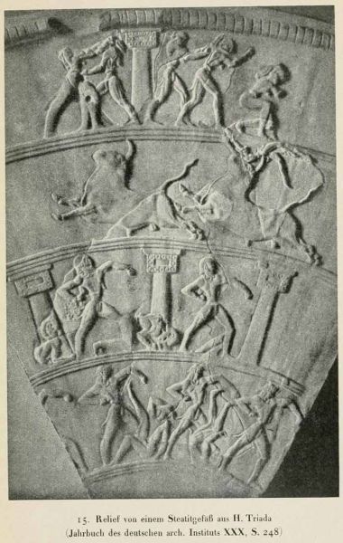 15. Relief von einem Steatitgefäß aus H. Triada 