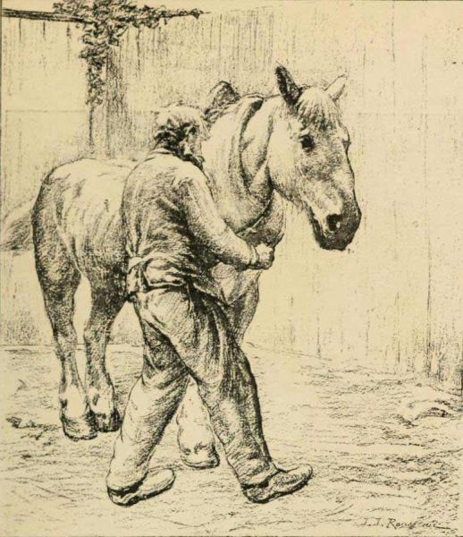 Bauer mit Pferd