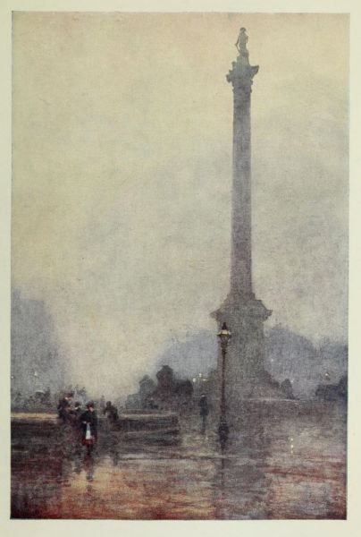 London, The Nelson Column on a Foggy Day