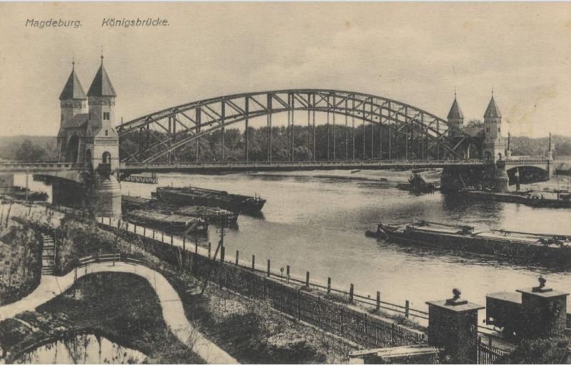 Magdeburg, Elbansicht mit Königsbrücke
