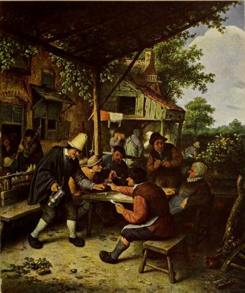 029. ADRIAEN VAN OSTADE, Bauern unter einer Sommerlaube 
