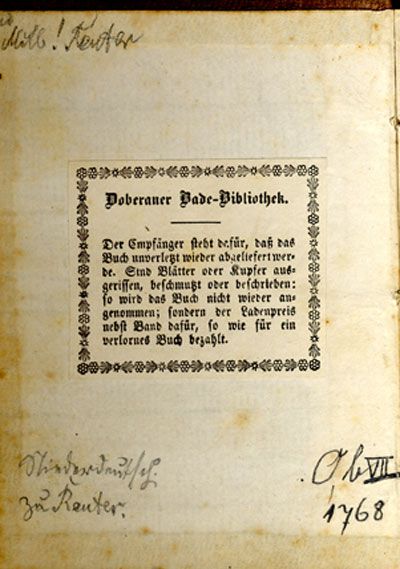 Exlibris der Doberaner Bade-Bibliothek