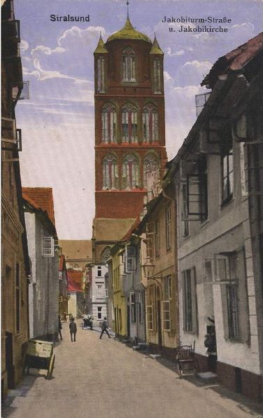 Stralsund, Jakobiturmstraße und Jakobikirche