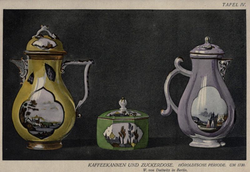 Tafel IV. - Kaffekanne und Zuckerdose. Höroldtsche Periode. Um 1730