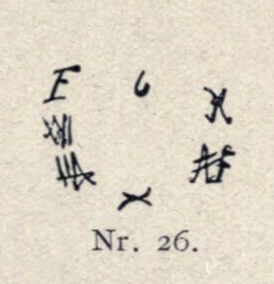 Nr. 26. Nachbildungen chinesischer und japanischer Marken auf weißem Meißner Porzellan
