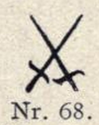 Nr. 68 Schwertermarke in blau (über Glasur)
