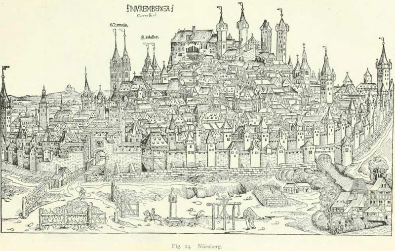 Fig. 24. Nürnberg. (Nach Schedels Chronik – 1493.)