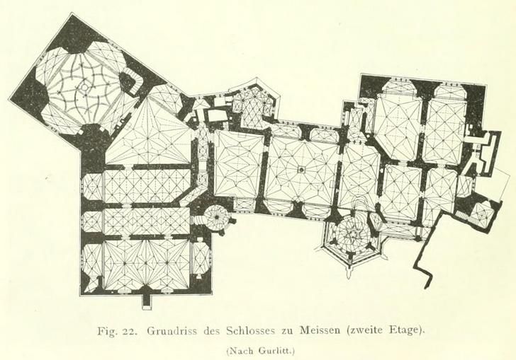Fig. 22. Grundriss des Schlosses zu Meißen (zweite Etage). (Nach Gurlitt.)