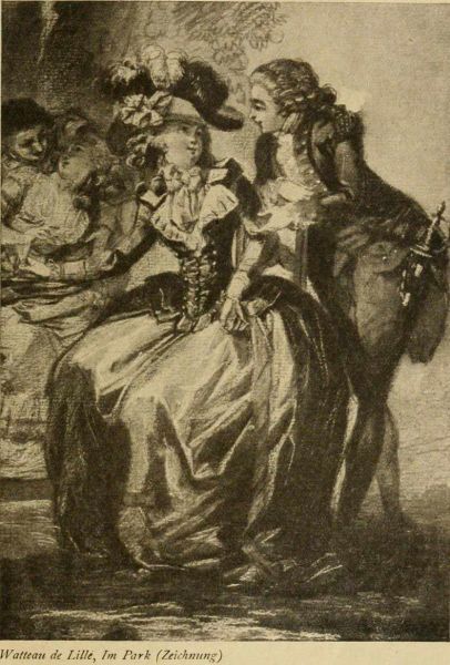 144. Watteau de Lille, Im Park (Zeichnung) 