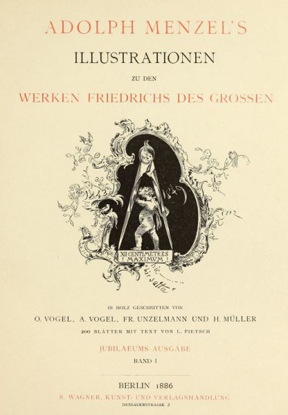 Adolph Menzels Illustrationen zu den Werken Friedrich des Großen 1886 Titelblatt
