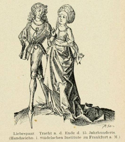 MA 100 Liebespaar. Tracht a. d. Ende d. 15. Jahrhunderts