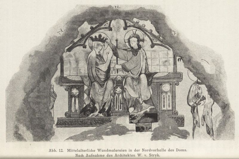 012 Riga, Mittelalterliche Wandmalereien in der Nordvorhalle des Doms.