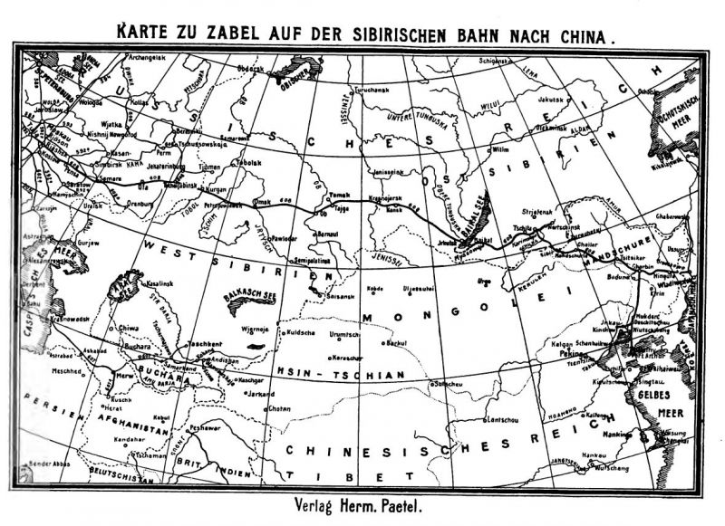 Sibirien 36 Karte auf der Sibirischen Bahn nach China