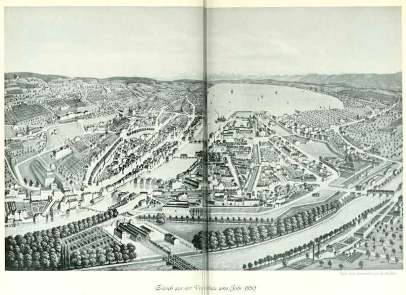040. Zürich aus der Vogelperspektive ums Jahr 1850
