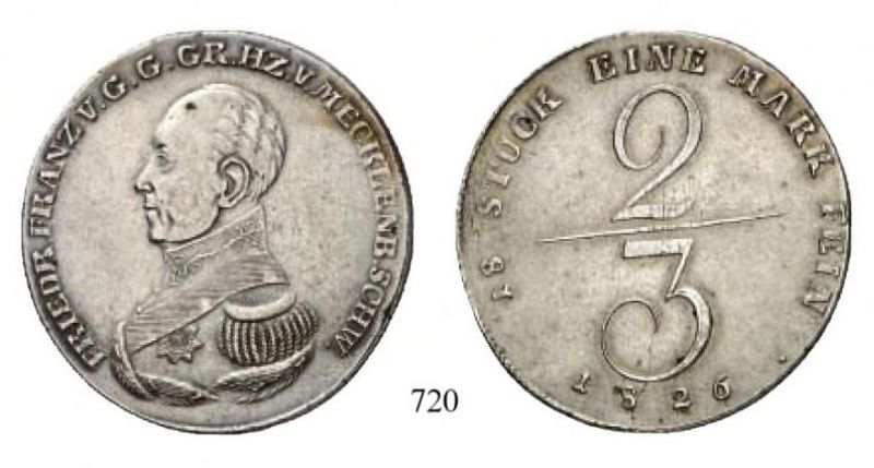 Mecklenburg, Zweidrittel-Thaler 1826