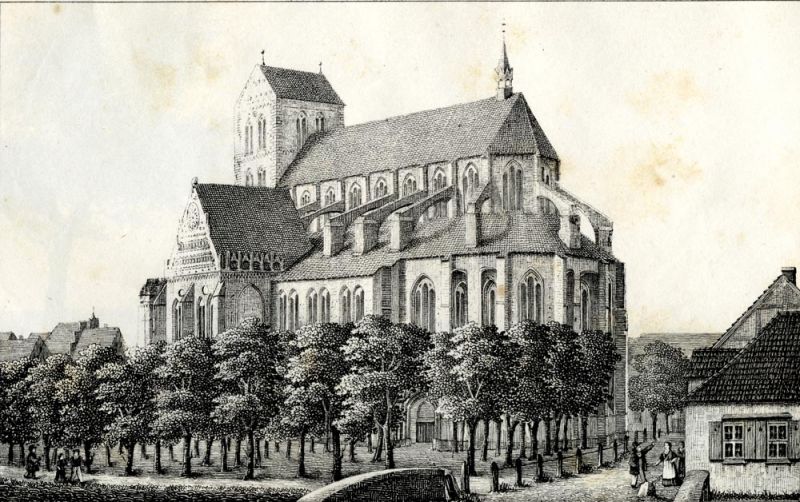 Wismar - Die Nicolai-Kirche um 1800