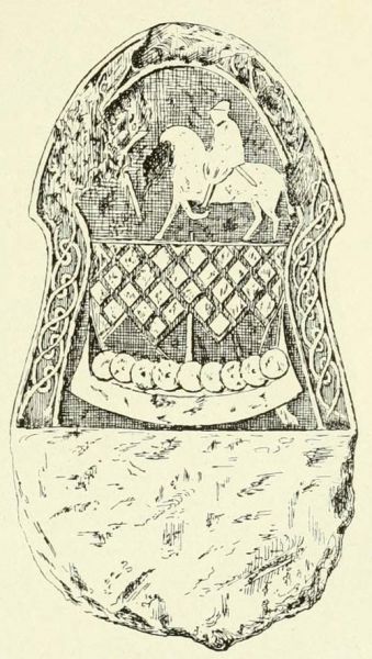 Fig. 6. Bildstein von Högbro. (Nach F. Nordin, Till fragan om de gottlandska bildstenarnas utvecklingsformer.)