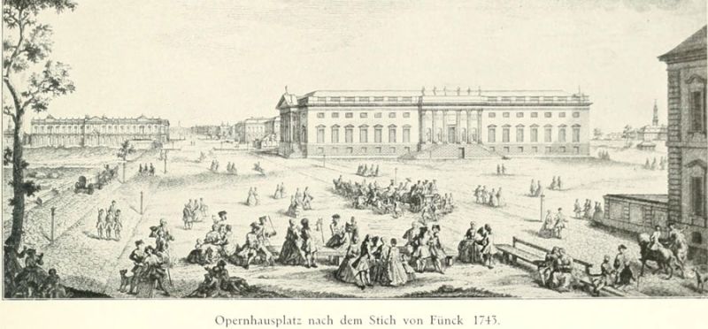 Opernhausplatz nach dem Stich von Fünck, 1743