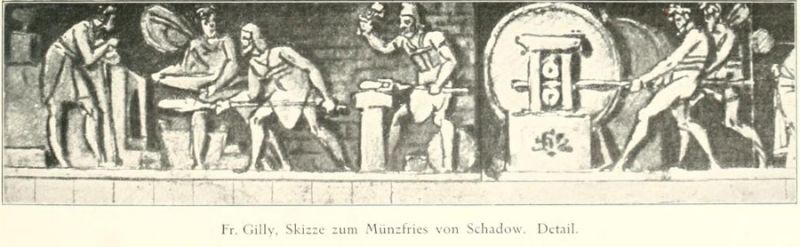Fr. Gilly, Skizze zum Münzfries von Schadow. Detail