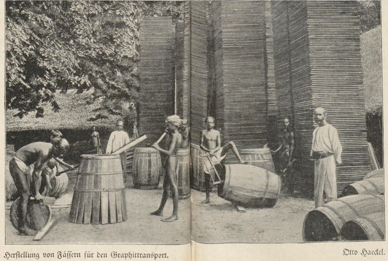 Ceylon, Herstellung von Fässern für den Graphittransport