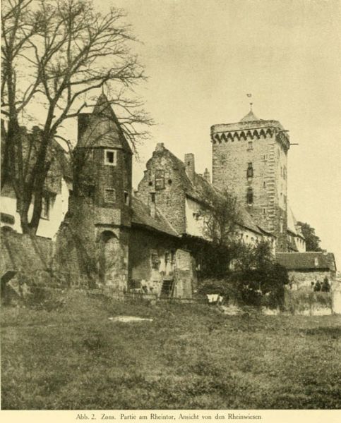 Abb. 2. Zons. Partie am Rheintor, Ansicht von den Rheinwiesen.