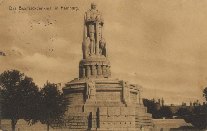 Bismarkdenkmal in hamburg um 1900