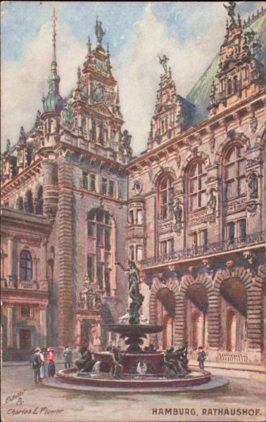 Hamburg, Rathaushof, Flower, Charles Edwin (1871-1951)