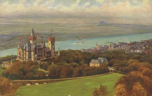 Königswinter, Blick von Drachenfels auf die Drachenburg