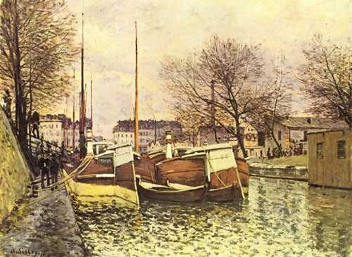 Paris Kähne auf dem Kanal Saint-Martin