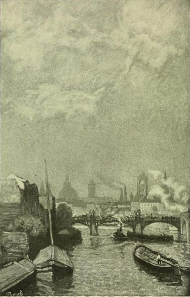 Berlin — The Janowitz Bridge over the Spree. Painted by Karl O Lynch von Town. 