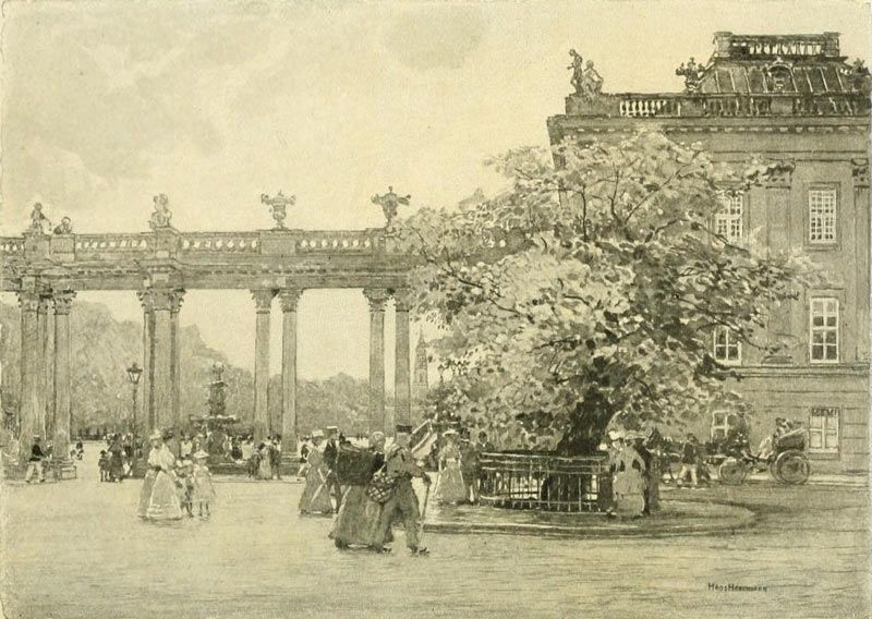 Potsdam — The Town Castle and the „Petition Linden“. Painted by Hans Herrmann. 