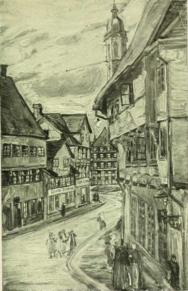 Brunswick — The Alte Waage, looking toward St. Andrews. Painted by Gertrude Wurmb. 