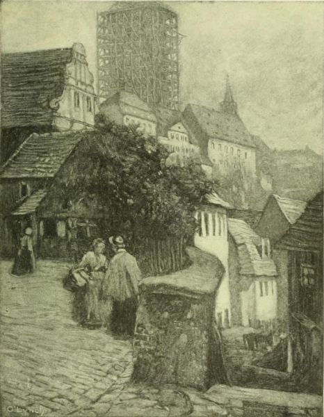 Meissen — Ascent to the Albrechtsburg. Painted by Karl O Lynch von Town. 