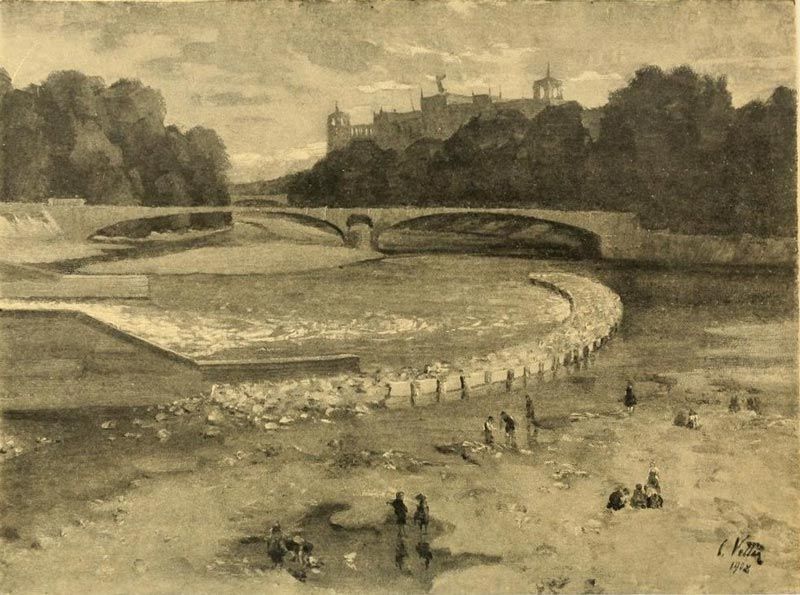 Munich — The Maximilianeum and the Isar. Painted by Charles Vetter. 