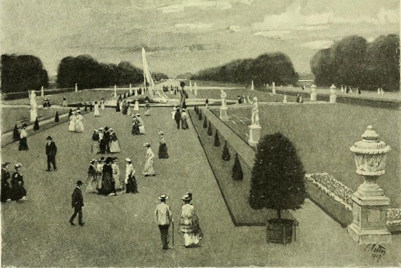 Munich — The Gardens of Nymphenburg. Painted by Charles Vetter. 
