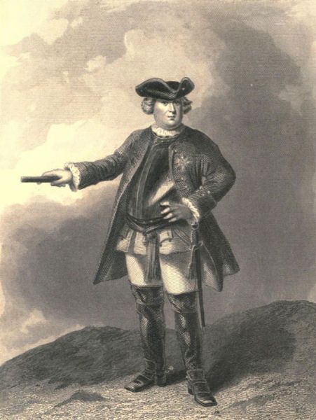 Friedrich II in Feldherren Pose.