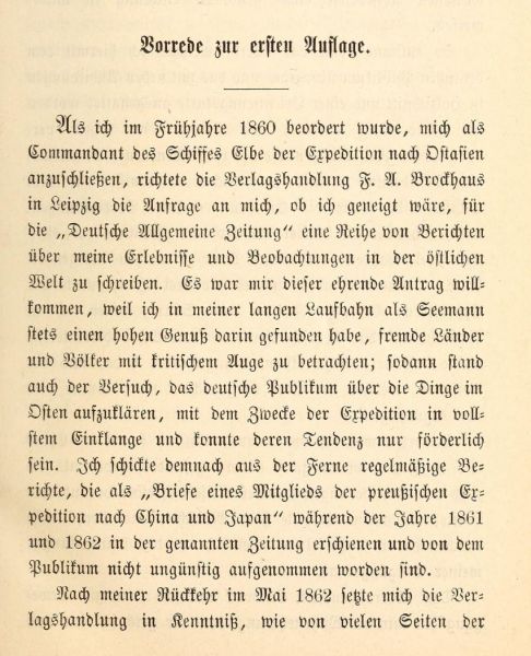 Die preußische Expedition nach China, Japan und Siam Vorrede
