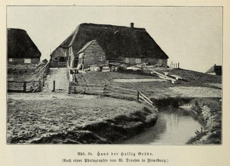 Nordseeküste, 034 Hauser der Hallig Gröbe