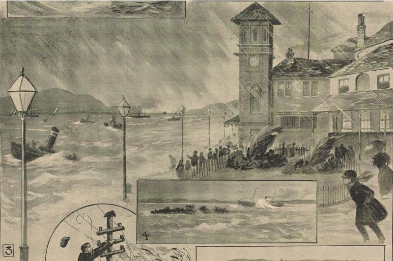 Die große Sturmflut in England 1903 - 3  Am Kai von Greenock