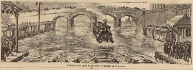 England - Einfahren eines Zugs in den Midland-Bahnhof zu Nottingham
