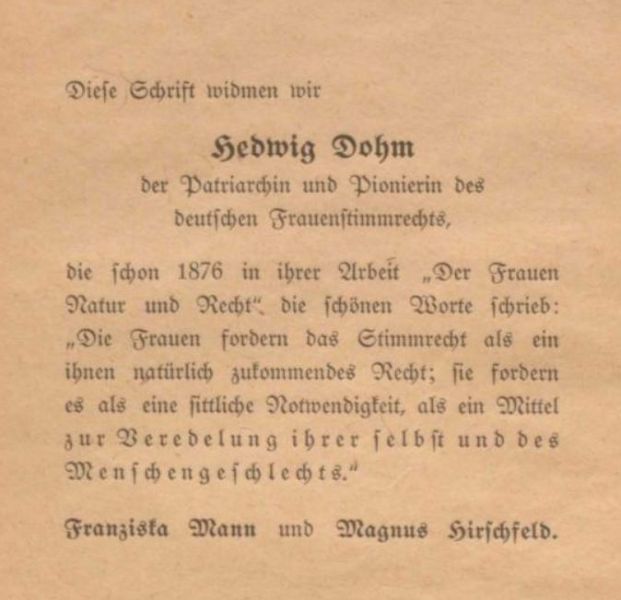 Was jede Frau vom Wahlrecht wissen sollte, Widmung
