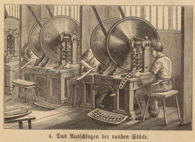 Berlin Münze 04 Das Ausschlagen der runden Stücke