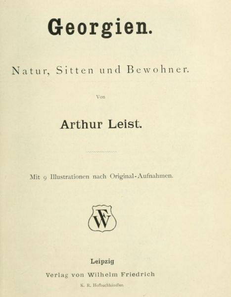 Georgien. Natur, Sitten und Bewohner Titel
