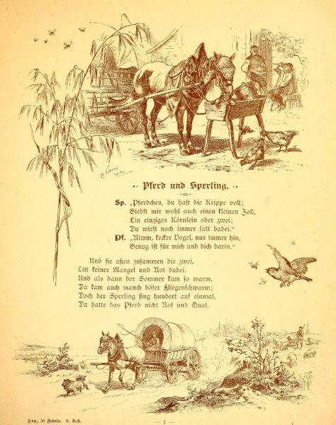 Fabeln 002 Pferd und Sperling