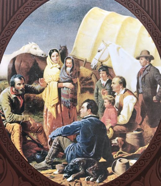 Auswanderer Familien auf dem Treck